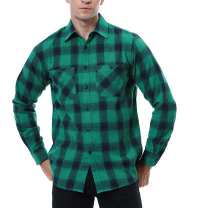 Men's Casual Plaid Long Sleeve Shirt