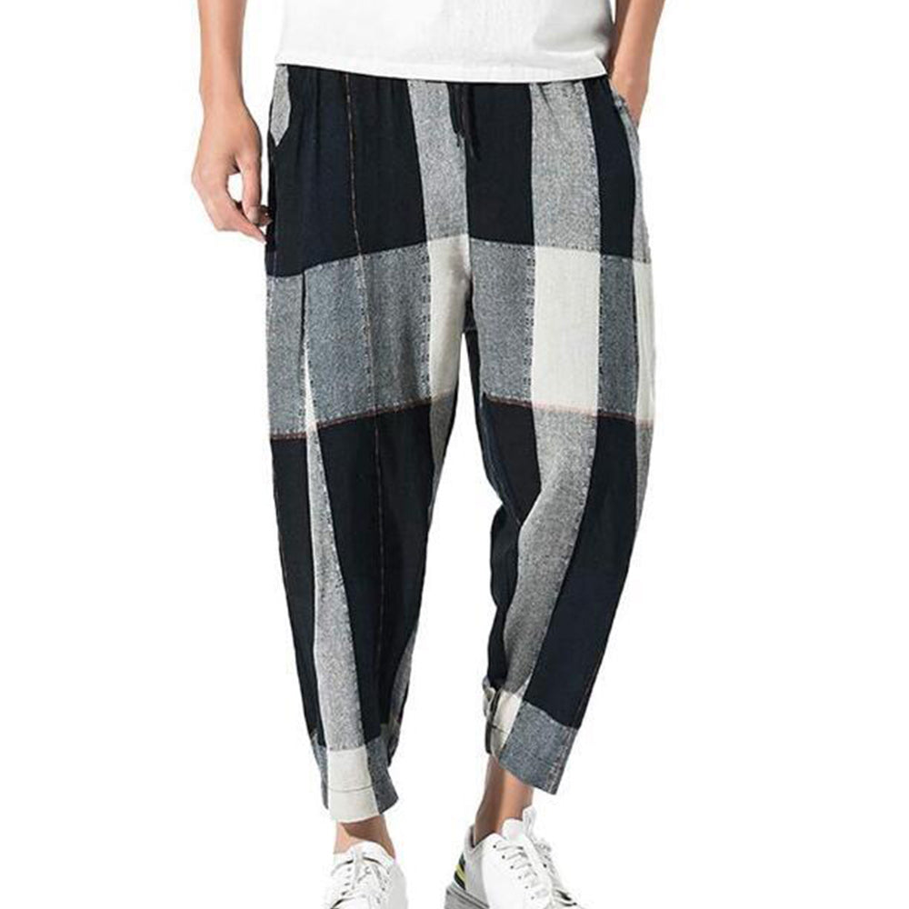 Men's plaid loose sports trousers