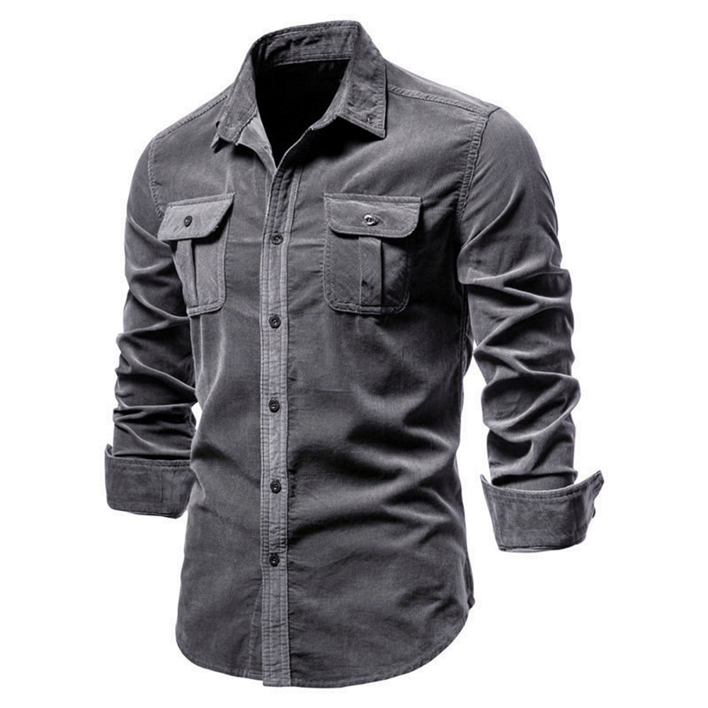 Diggetty Corduroy Men's Business Shirt Slim Fit Casual Shirt