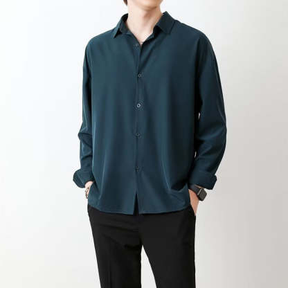 Loose Men's Comfortable Casual Solid Color Long Sleeve Shirt