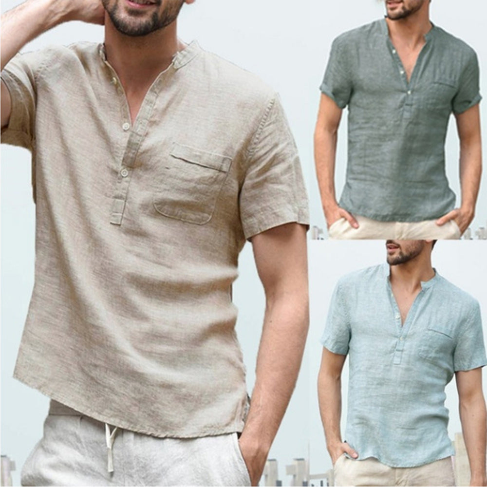 Men's Solid Color Short Sleeve Shirt