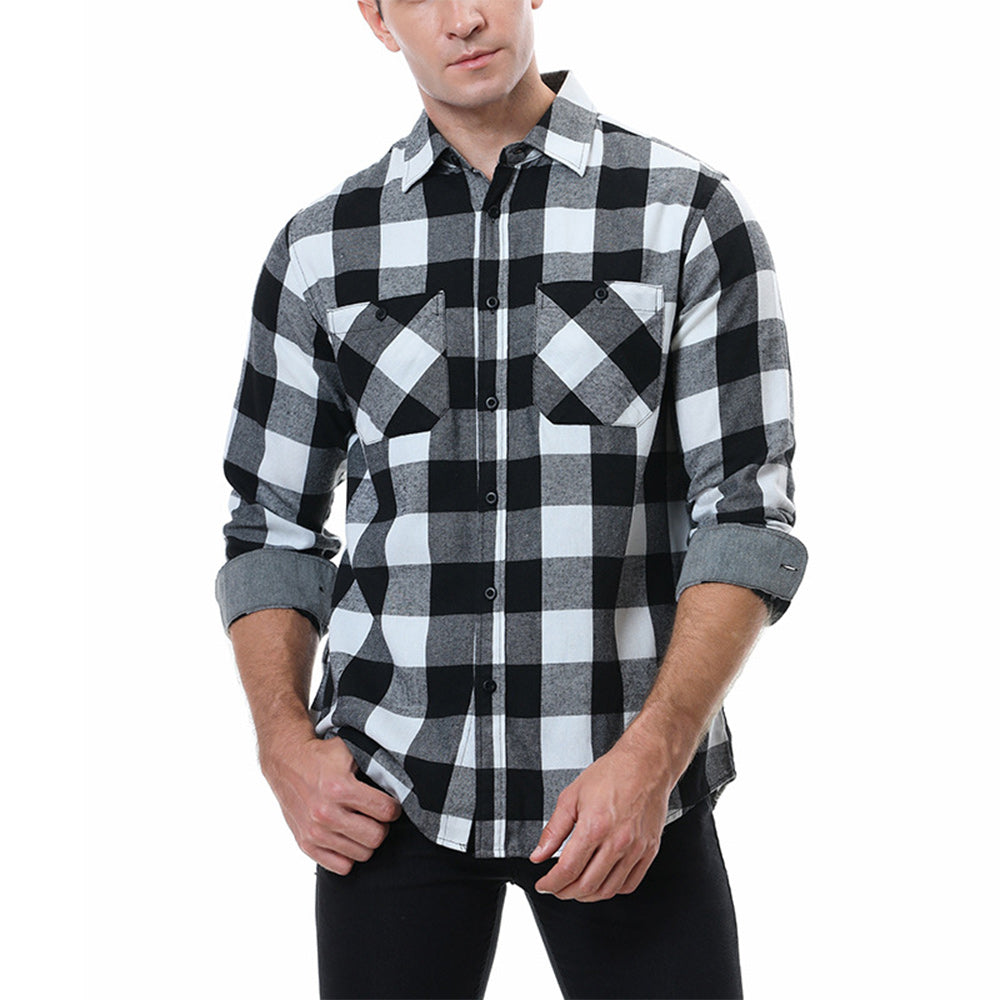 Men's Casual Plaid Long Sleeve Shirt