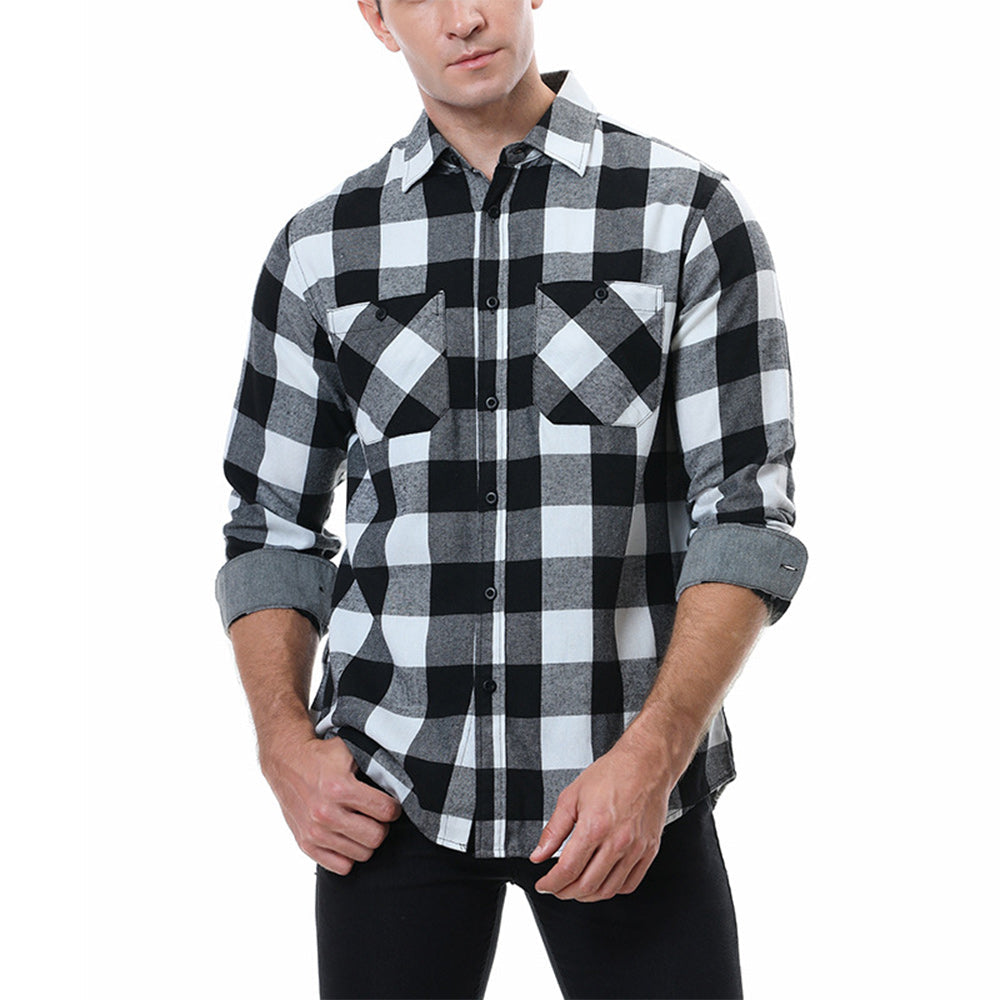 Men's Casual Plaid Long Sleeve Shirt