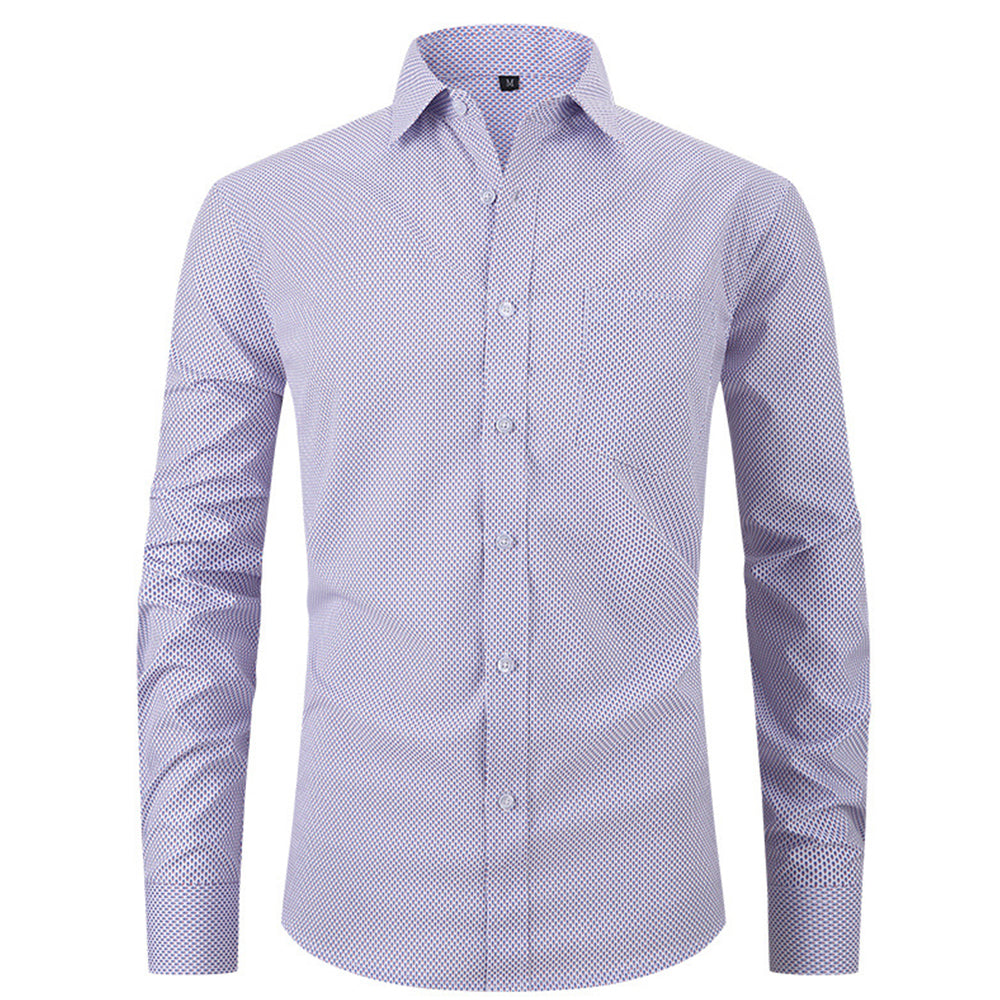Check Print Business Casual Stretch Long Sleeve Shirt