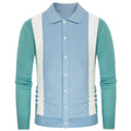 Knit long-sleeve cardigan with contrasting color buttons