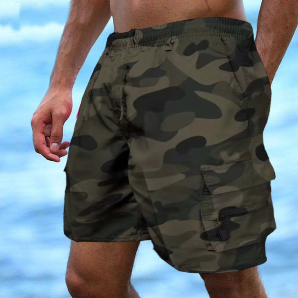 Men Cargo Shorts Casual Summer Drawstring Classic Stretch Short Pants with Pockets