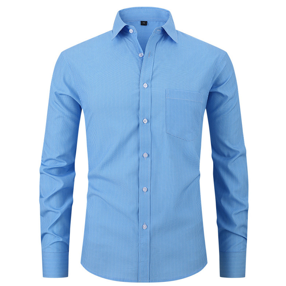 Diggetty Check Print Business Casual Stretch Long Sleeve Shirt