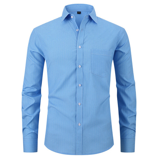 Diggetty Check Print Business Casual Stretch Long Sleeve Shirt