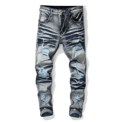Men's Skinny Stretch Ripped Jeans