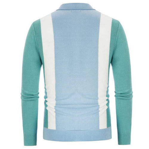 Knit long-sleeve cardigan with contrasting color buttons