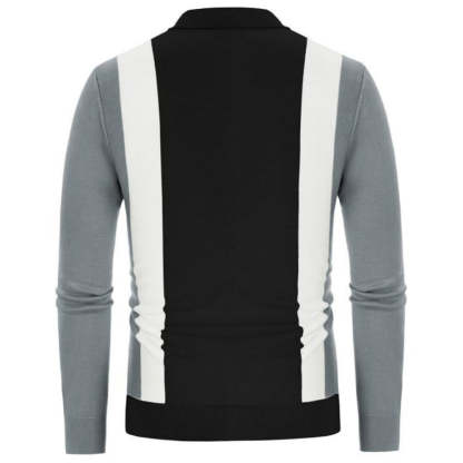 Knit long-sleeve cardigan with contrasting color buttons
