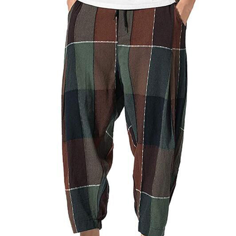 Men's plaid loose sports trousers