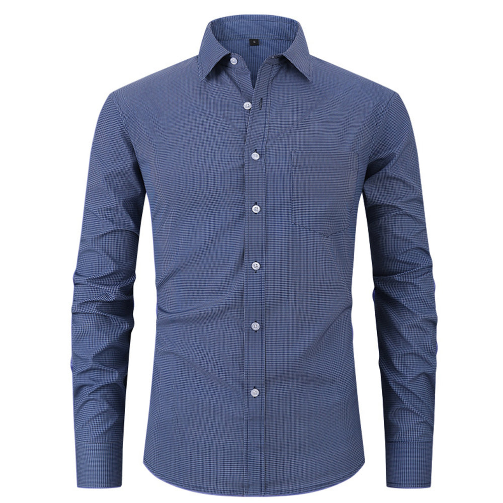 Check Print Business Casual Stretch Long Sleeve Shirt