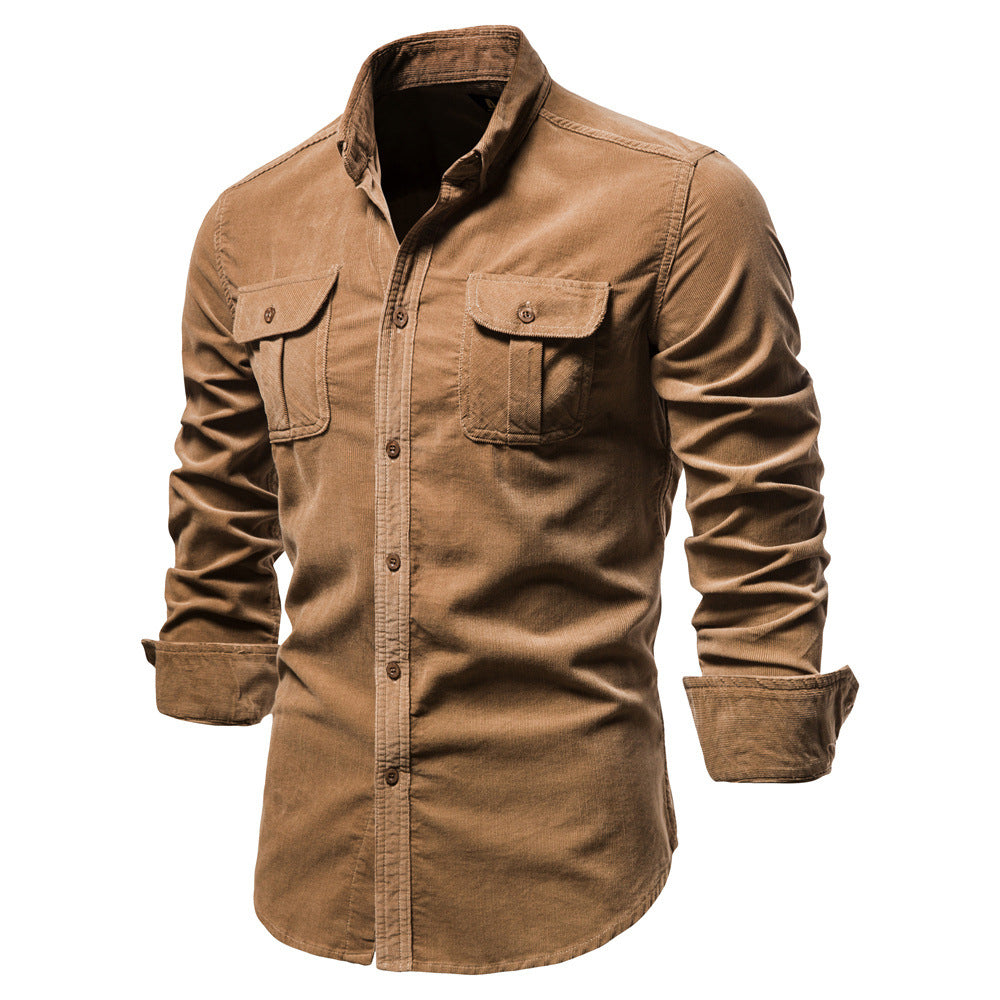 Corduroy Men's Business Shirt Slim Fit Casual Shirt