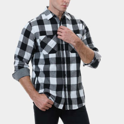 Men's Casual Plaid Long Sleeve Shirt
