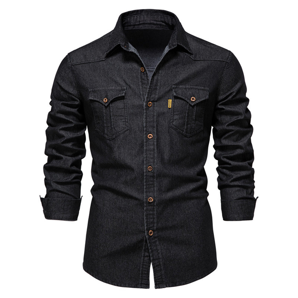 Classic Casual Men's Long Sleeve Denim Shirt