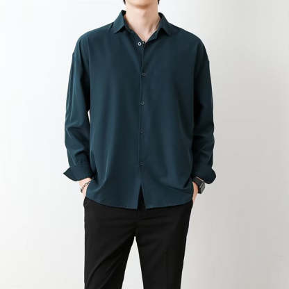 Loose Men's Comfortable Casual Solid Color Long Sleeve Shirt