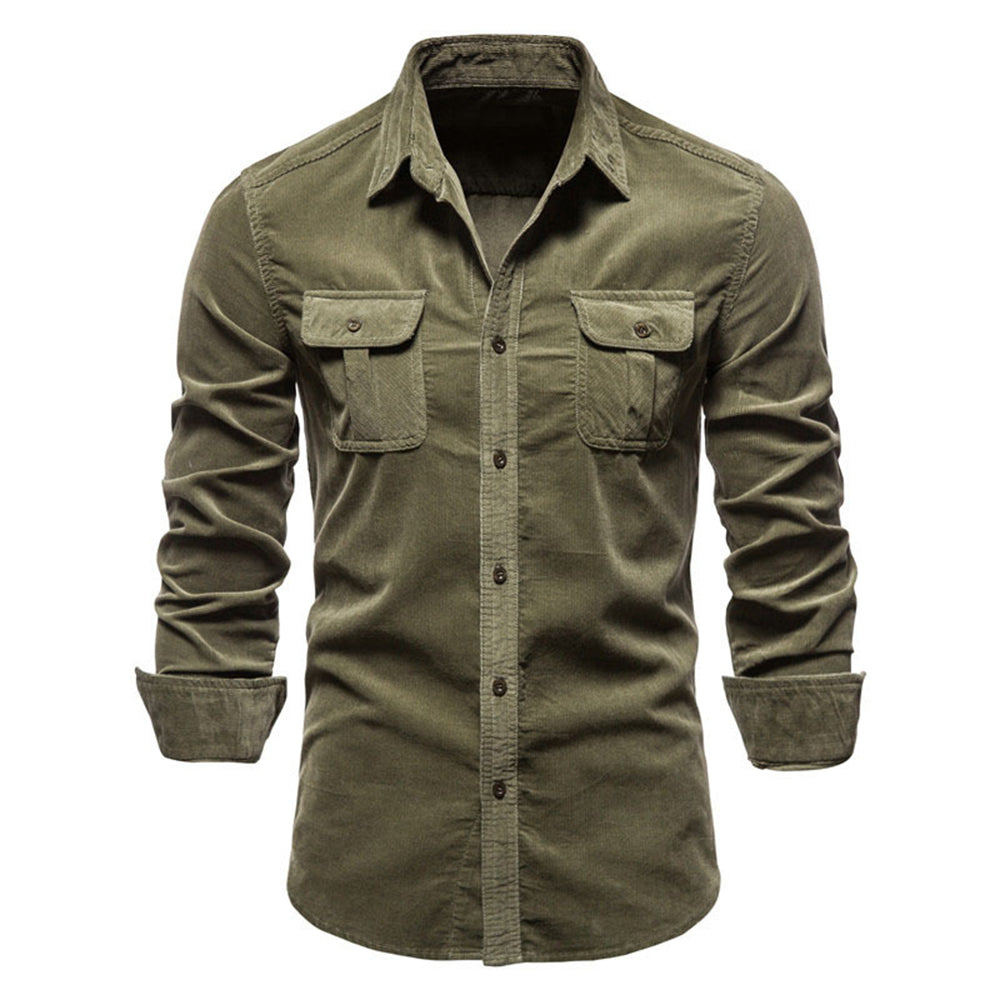 Diggetty Corduroy Men's Business Shirt Slim Fit Casual Shirt