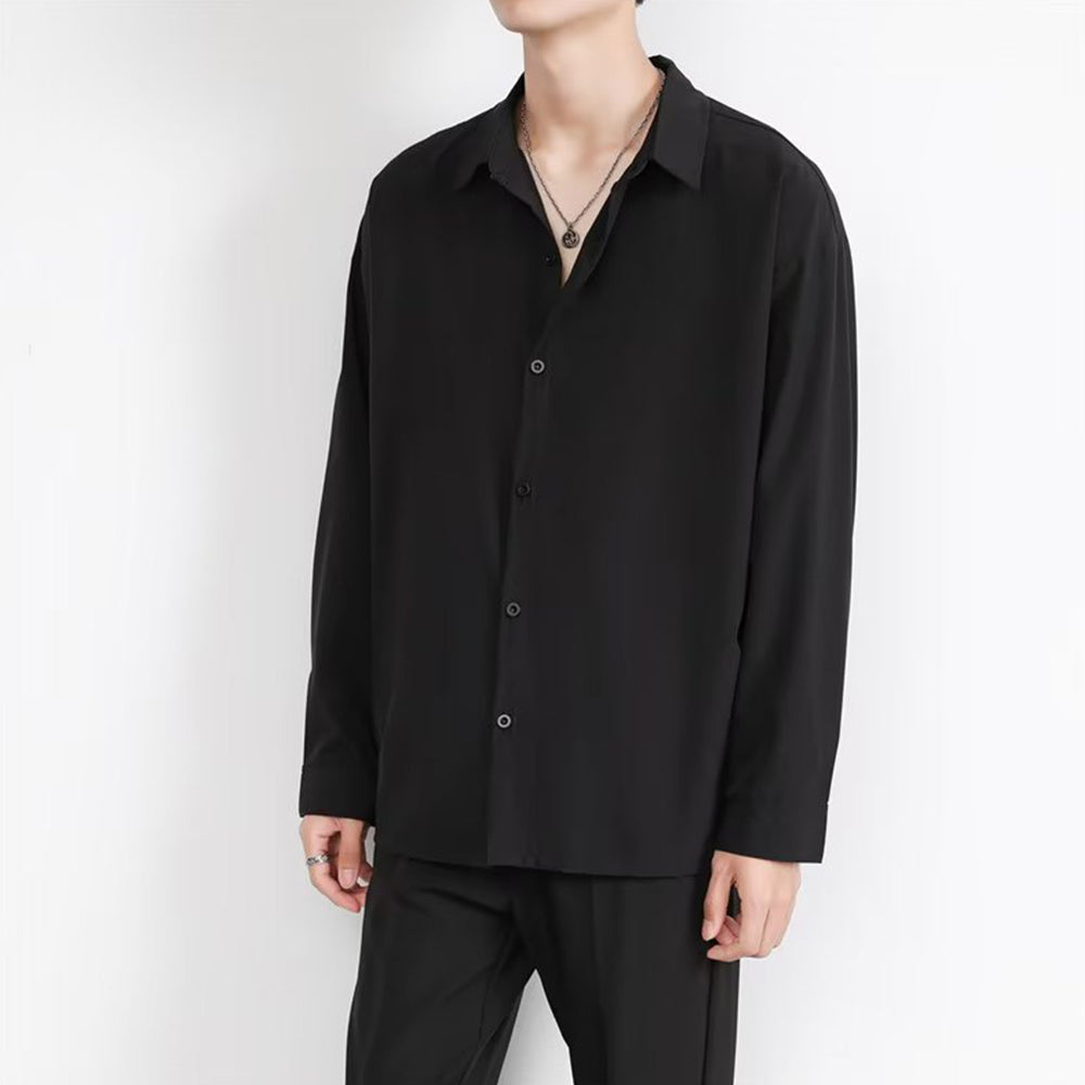 Loose Men's Comfortable Casual Solid Color Long Sleeve Shirt