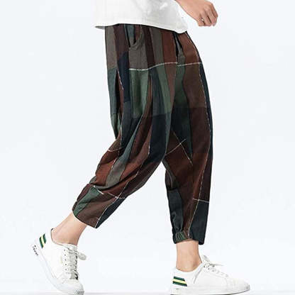 Men's plaid loose sports trousers