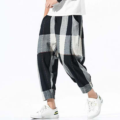 Men's plaid loose sports trousers