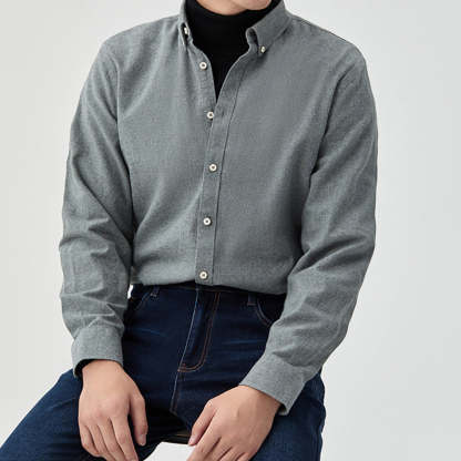 Men's New Brushed Solid Color Casual Long Sleeve Shirt